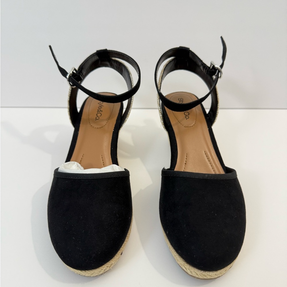 Style & Co. Black and Tan Wedge Espadrilles size 6 - Picture 2 of 6